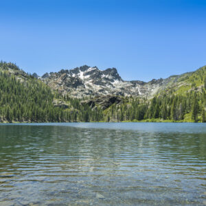 Lower sardine lake with the Sierra buttes in the background.