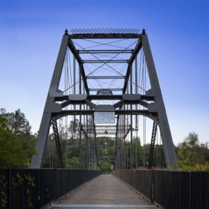 The Old Folsom, California Truss Bridge in the morning light.